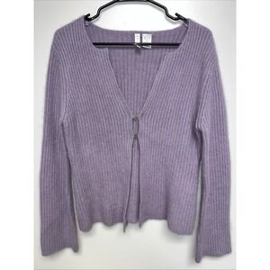 Vintage Cardigan Womens Large Lavender Lambswool Angora Rabbit Coquette Soft